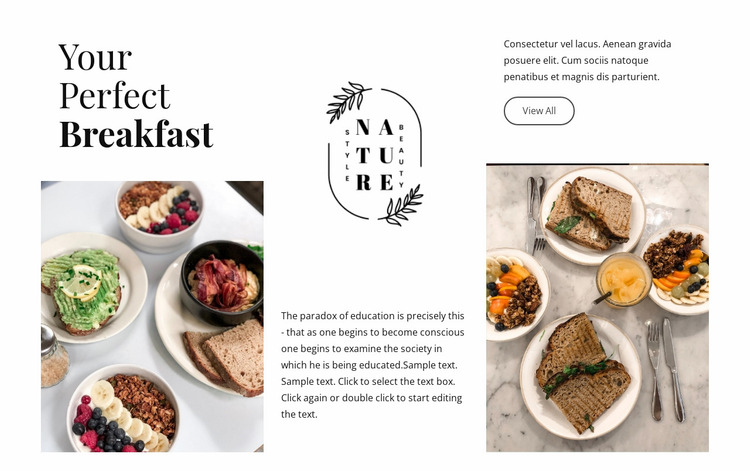 Your perfect breakfast Website Mockup