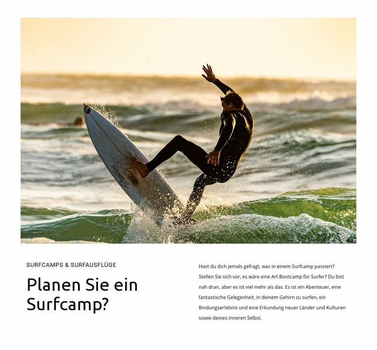 Surfunterricht für Anfänger Landing Page