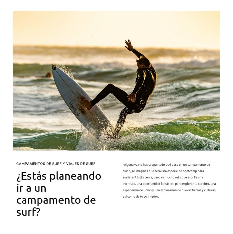 Clases de surf para principiantes Maqueta de sitio web