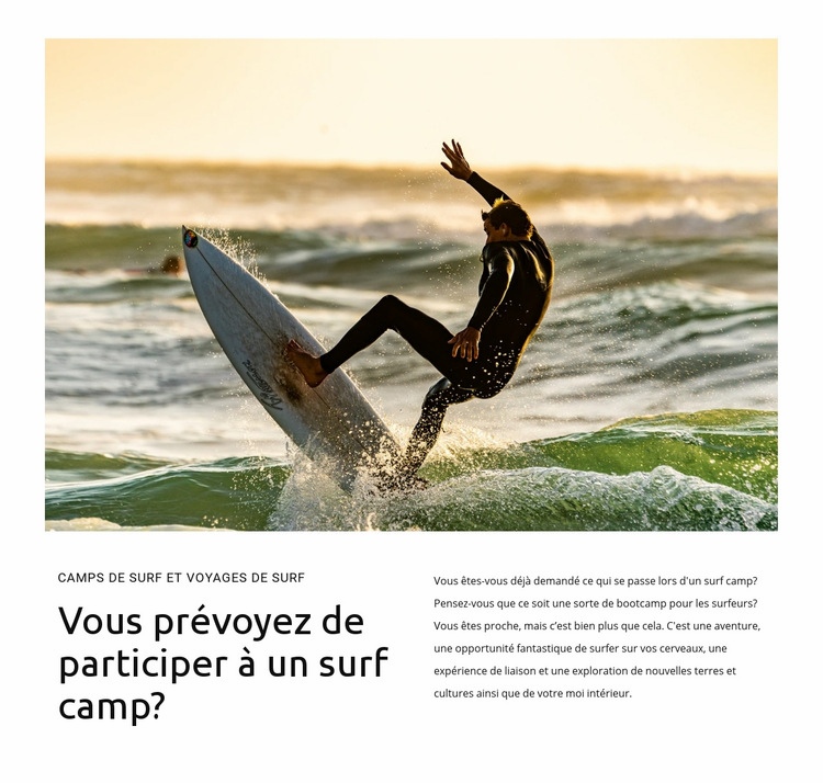 Cours de surf débutants Conception de site Web