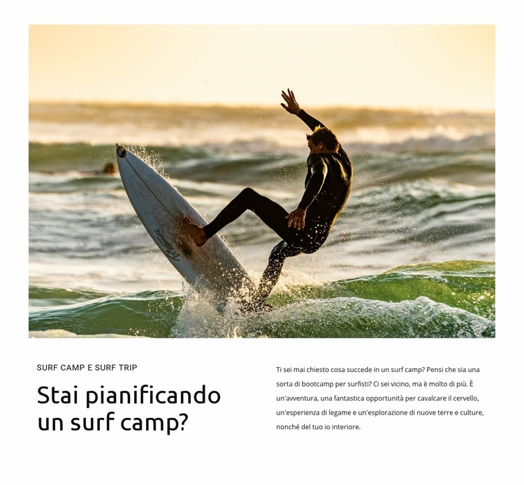 Lezioni di surf per principianti Mockup del sito web