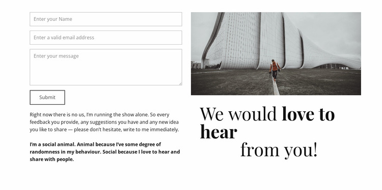We would love to hear you Website Mockup
