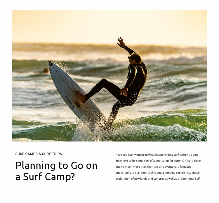 Beginner surf lessons Website Mockup