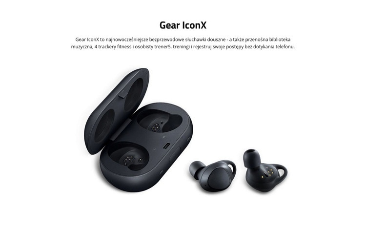 Słuchawki Gear IconX Makieta strony internetowej