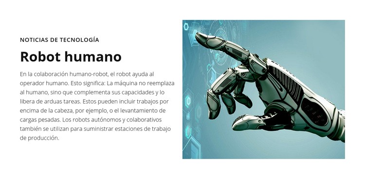 Noticias de tecnología Robot humano Creador de sitios web HTML