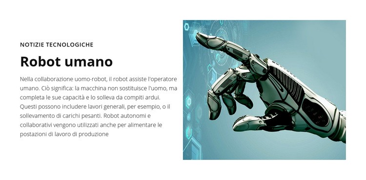 Notizie di tecnologia Robot umano Mockup del sito web