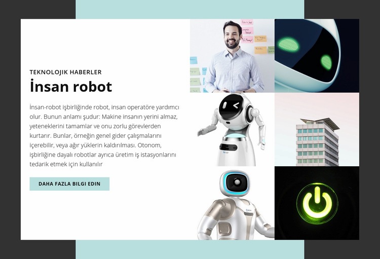 İnsan robot Web Sitesi Mockup'ı