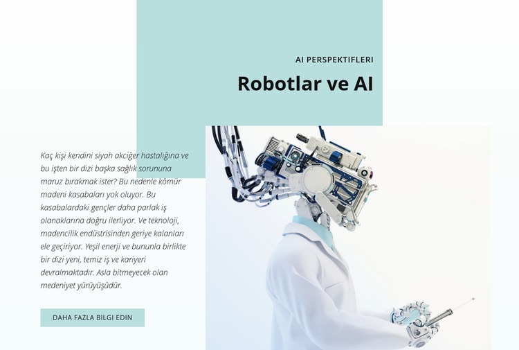 AI ve robotik devrimi Web Sitesi Mockup'ı
