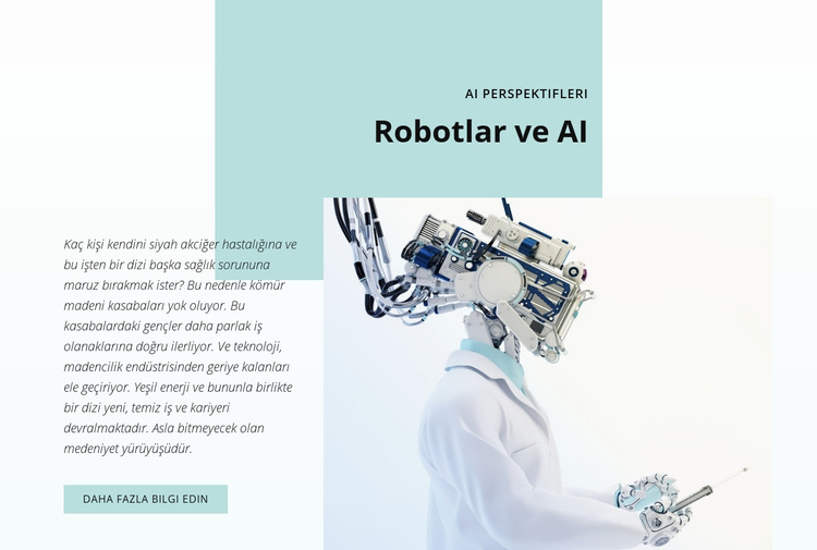 AI ve robotik devrimi Web Sitesi Şablonu