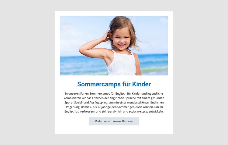 Sommercamps für Kinder Website-Modell