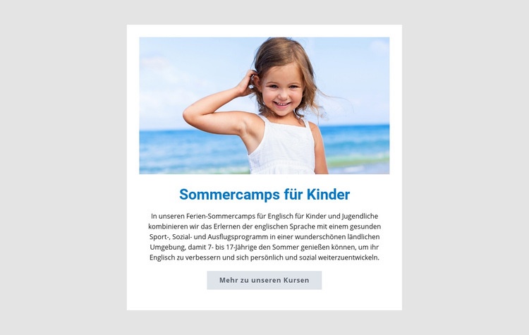 Sommercamps für Kinder Landing Page