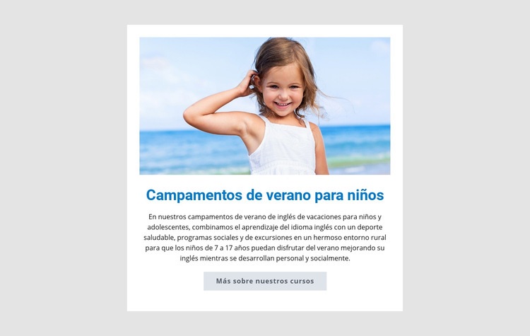 Campamentos de verano para niños Maqueta de sitio web