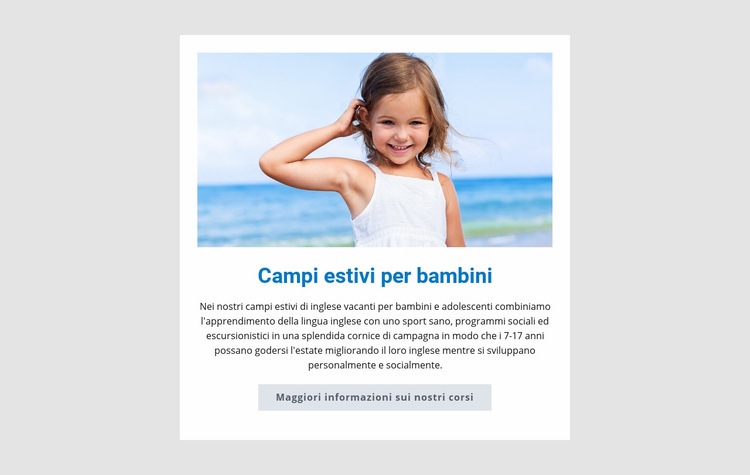 Campi estivi per bambini Pagina di destinazione