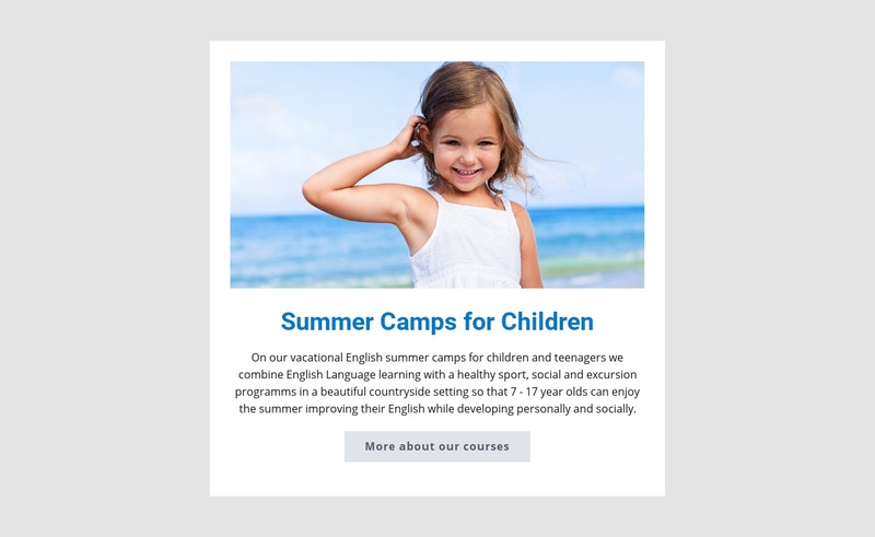 Summer camps for kids Web Page Design