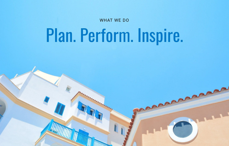 Plan, perform, inspire Homepage Design