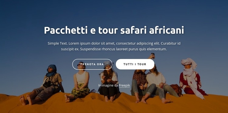 Tour avventura africani Mockup del sito web