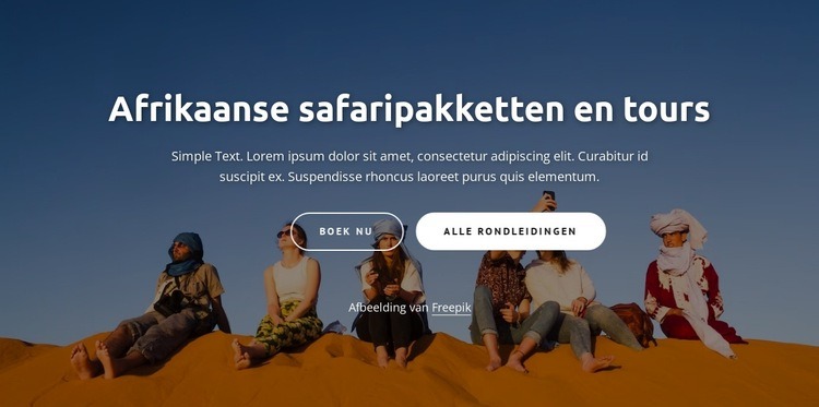 Afrikaanse avontuurlijke reizen Html Website Builder