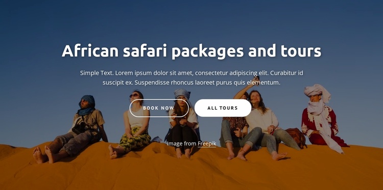 African adventure tours Landing Page