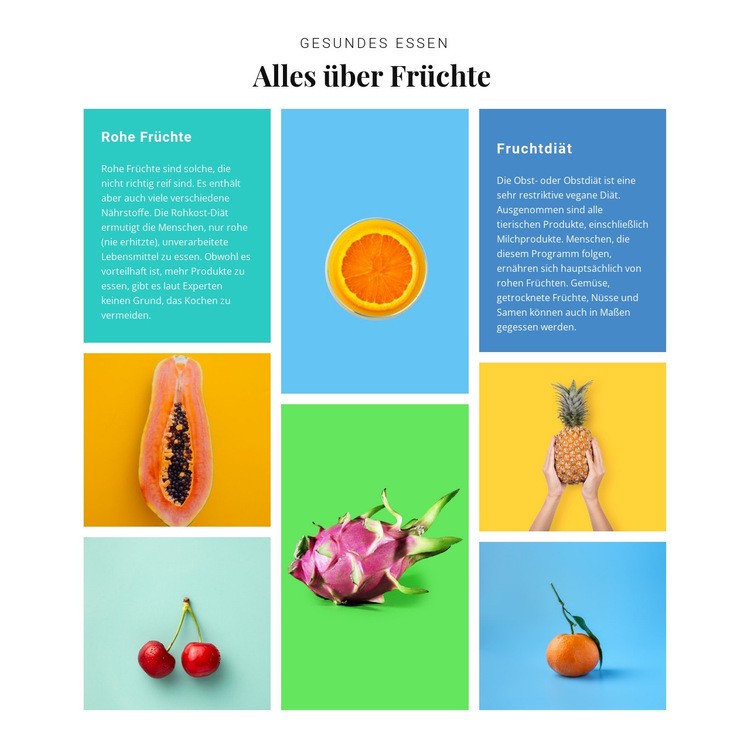 Alles über Früchte Website design