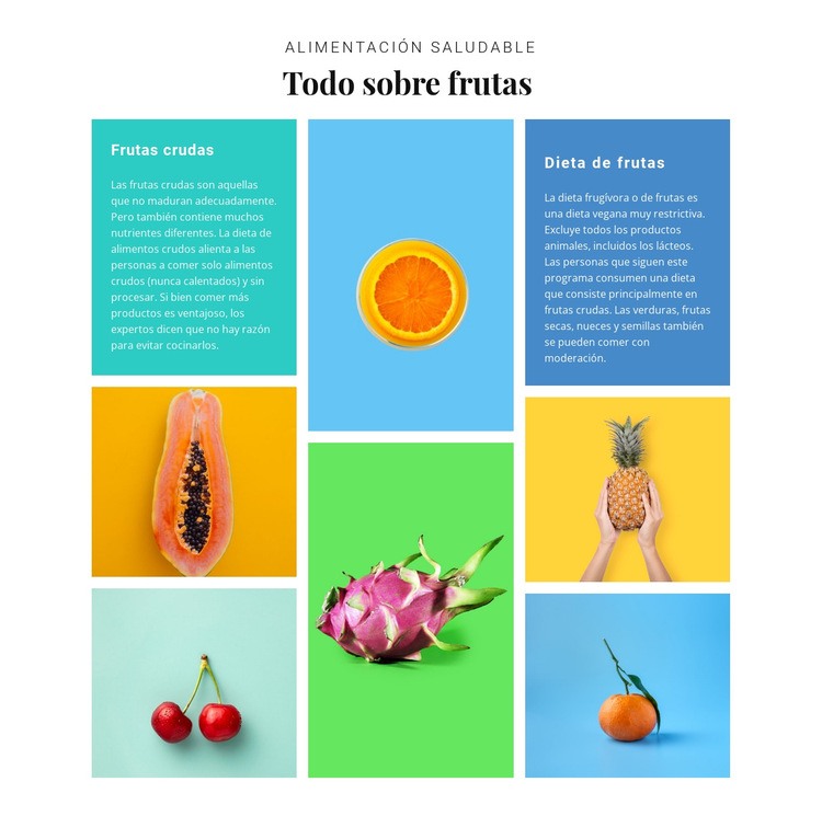 Todo sobre frutas Maqueta de sitio web
