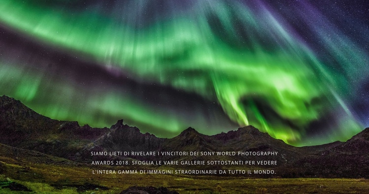 La magia dell'aurora boreale Mockup del sito web