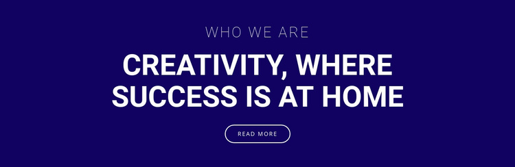 Creativity is where success is Landing Page