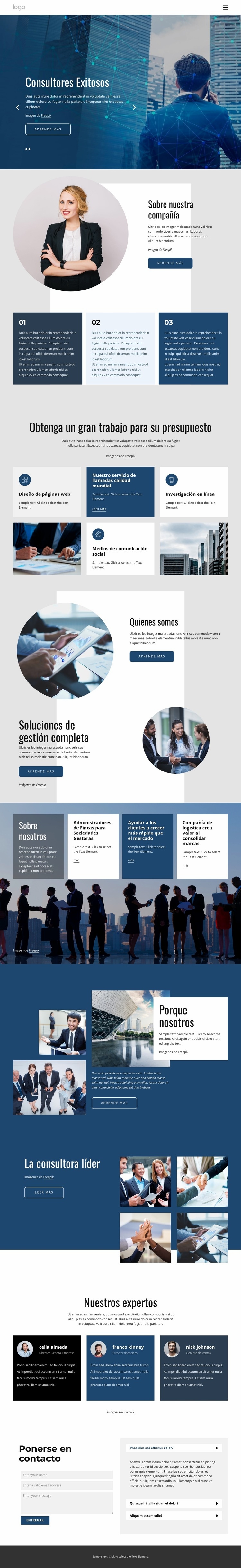 Ofrecemos servicios de consultoría a medida. Página de destino