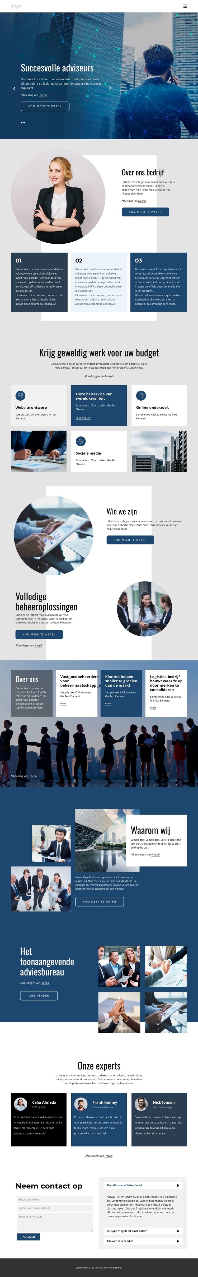 Wij bieden adviesdiensten op maat Html Website Builder