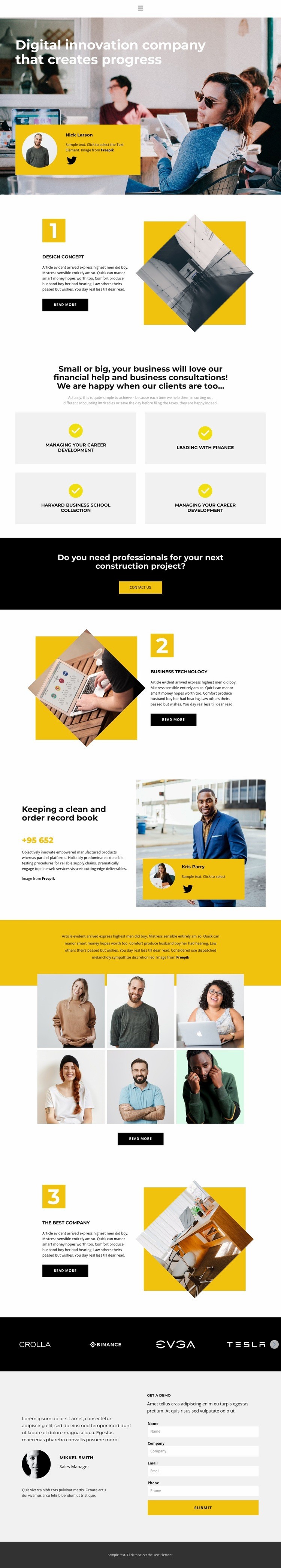New project goals Web Page Design