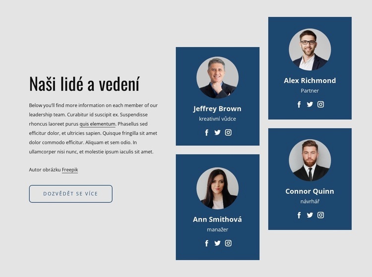 Tým spojuje lídry regionů Šablona webové stránky