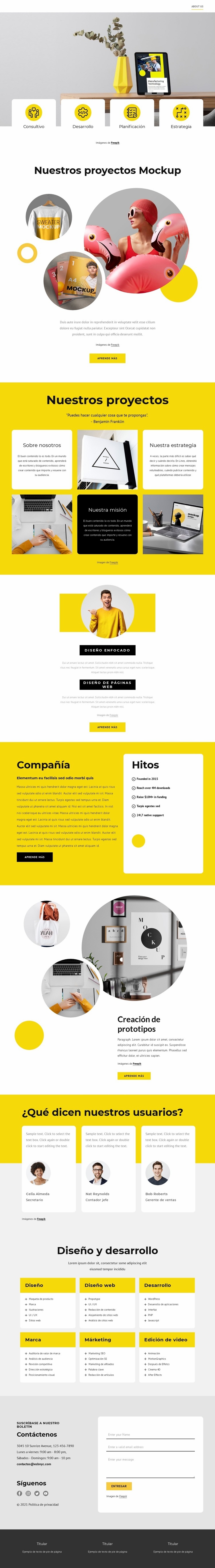Estudio de diseño y branding Maqueta de sitio web