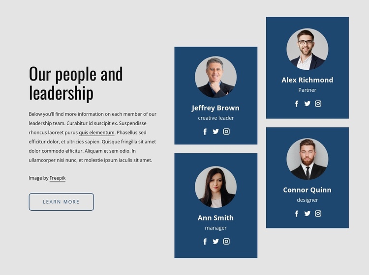 The team connects leaders of regions One Page Template