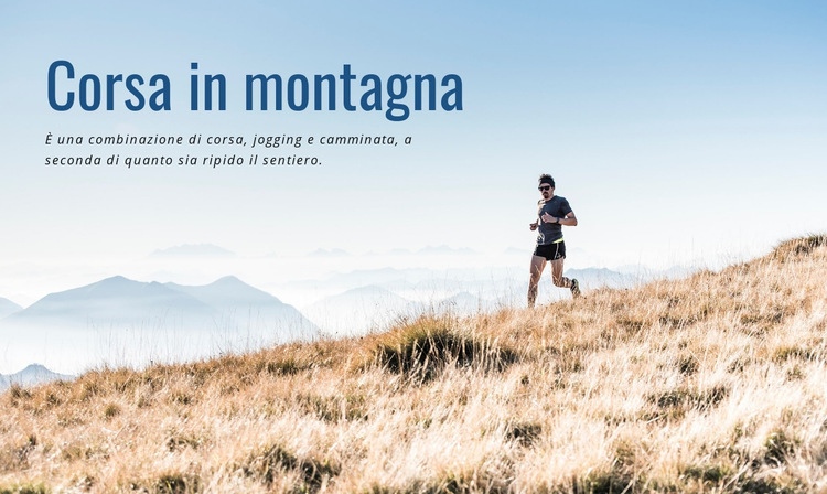 Corsa in montagna sportiva Mockup del sito web