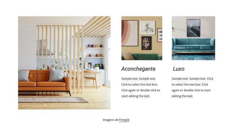 Ideias aconchegantes para salas de estar Maquete do site