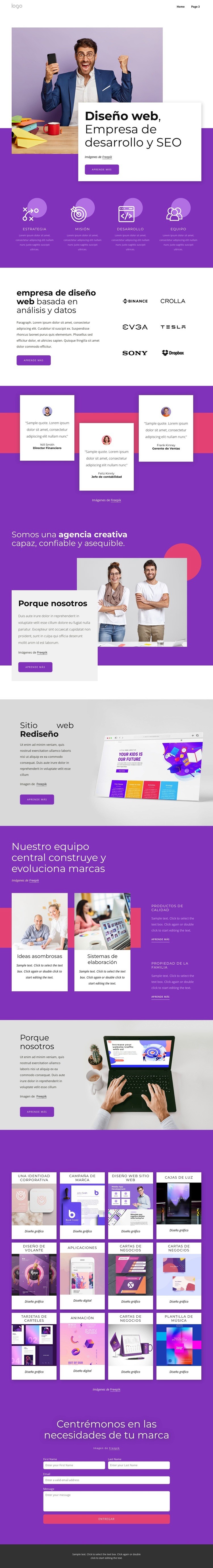 Diseño web, desarrollo y seo. Maqueta de sitio web