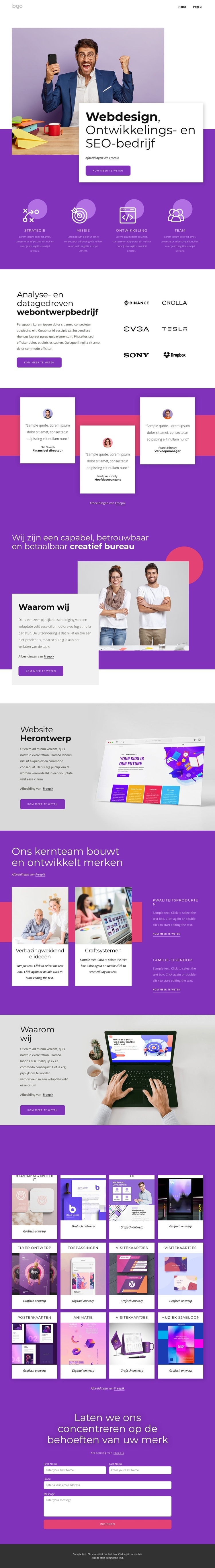 Webdesign, ontwikkeling en SEO Bestemmingspagina