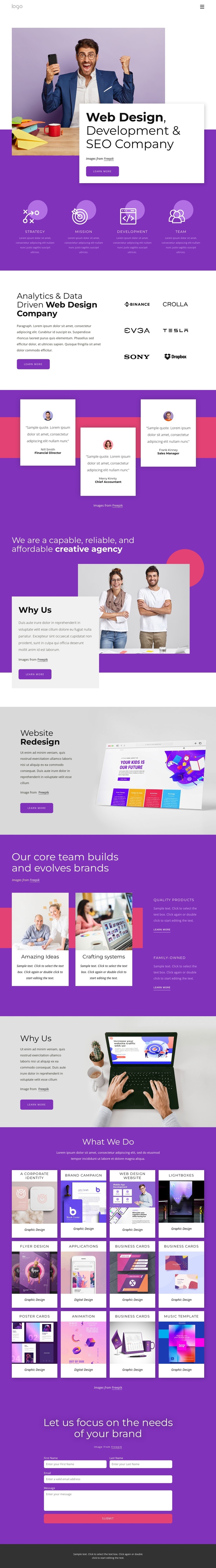 Web design, development and seo One Page Template