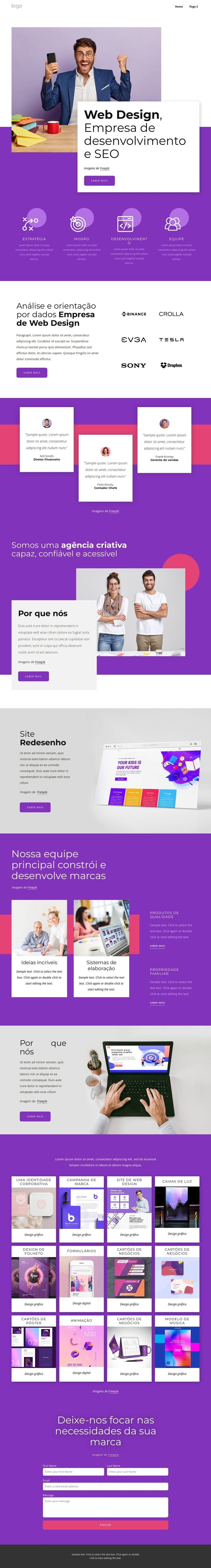 Web design, desenvolvimento e SEO Maquete do site