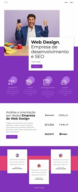 Web Design, Desenvolvimento E SEO Startup Página De Destino