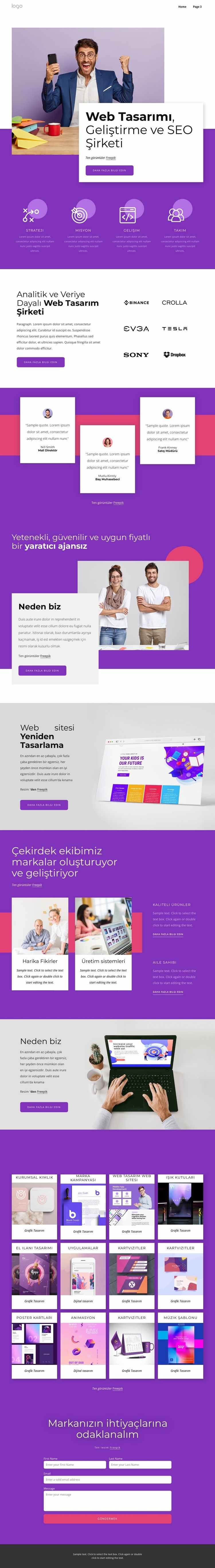 Web tasarımı, geliştirme ve seo Açılış sayfası