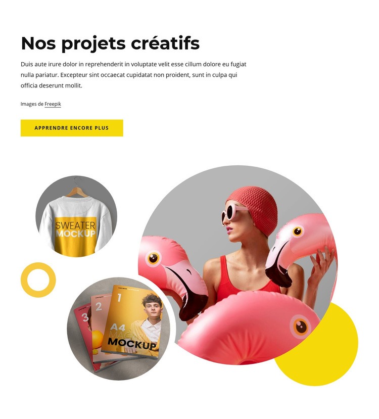 Nos projets créatifs Maquette de site Web
