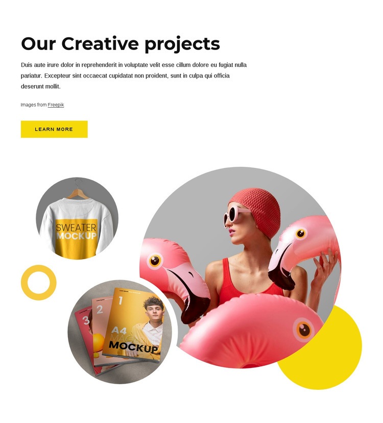Våra kreativa projekt Html webbplatsbyggare