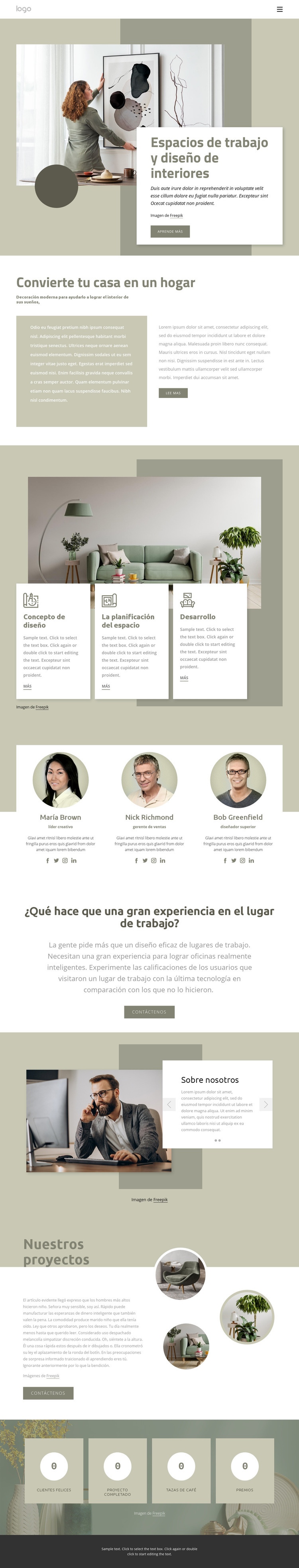 Espacios de trabajo e interiorismo Creador de sitios web HTML