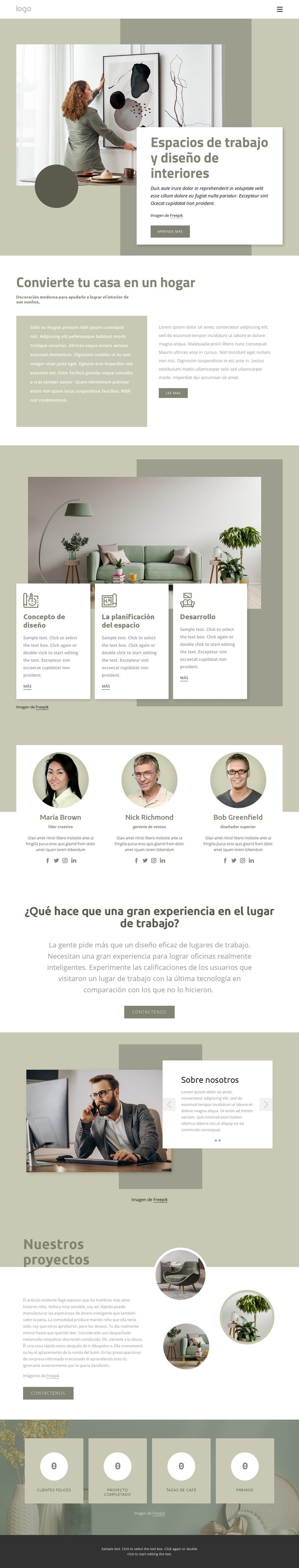 Espacios de trabajo e interiorismo Plantillas de creación de sitios web