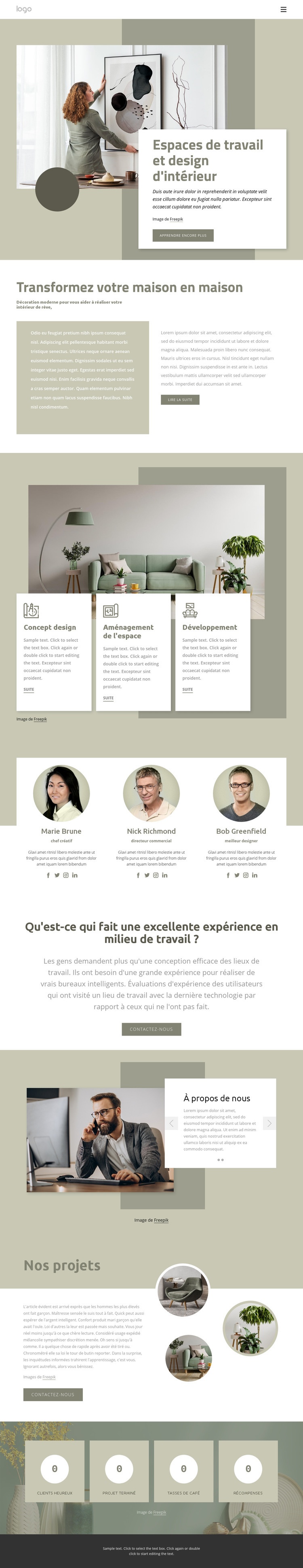 Espaces de travail et design d'intérieur Conception de site Web