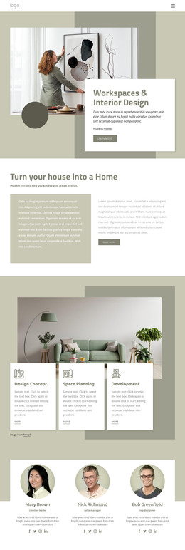 Workspaces and interior design - HTML Template by Nicepage