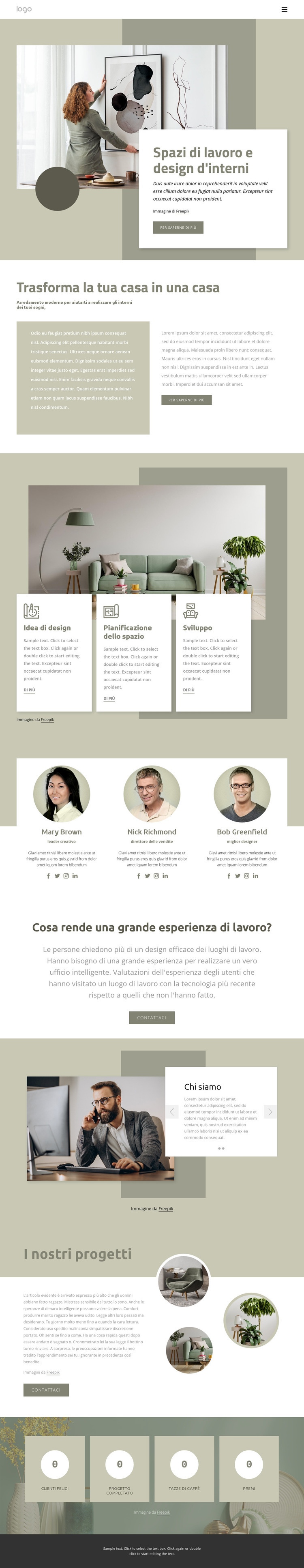 Spazi di lavoro e interior design Modelli di Website Builder