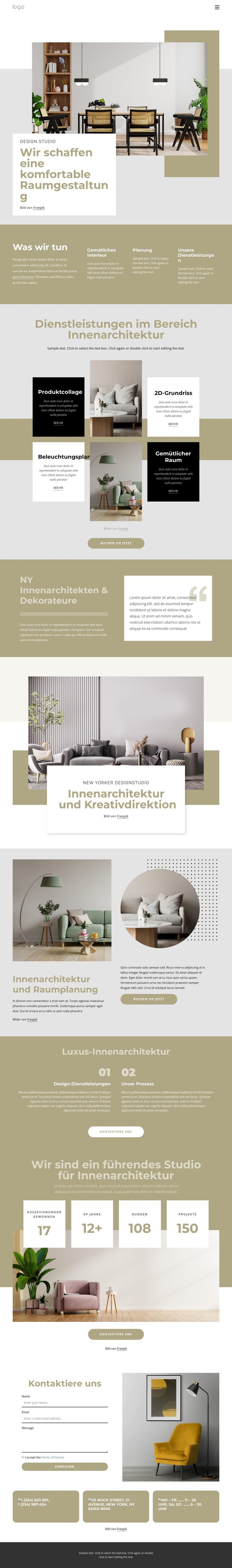 Wir schaffen ein komfortables Interieur Website Builder-Vorlagen