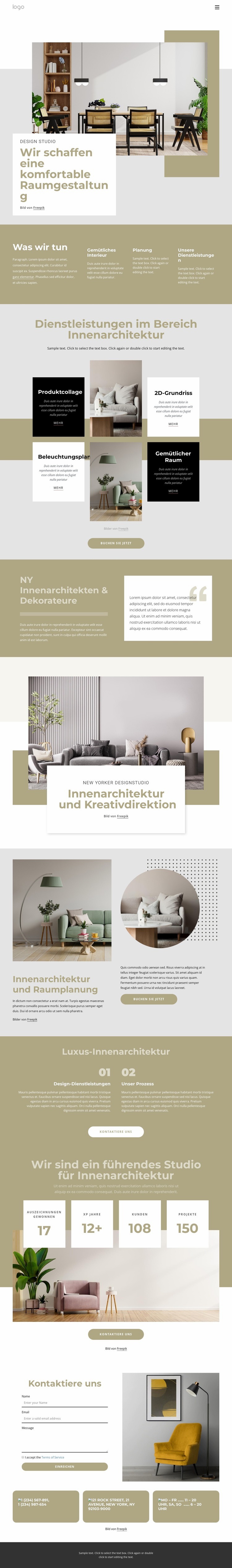 Wir schaffen ein komfortables Interieur Website design