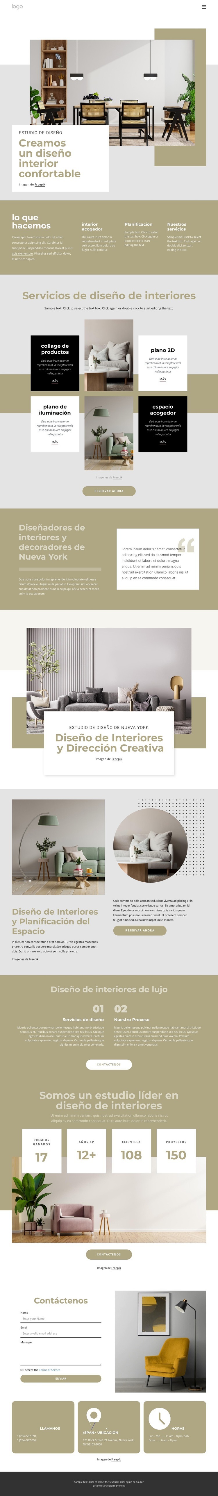 Creamos interiores confortables Diseño de páginas web